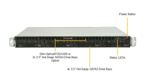 Supermicro Server SYS-5019P-MR 1U 4x3.5"HotSw 1xLGA3647/6DIMM/2x400W/1U