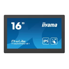   iiyama 24/7 touch monitor, 15,6", 1920x1080, 16:9, 385cd, 28ms, 800:1,/HDMI, T1624MSC