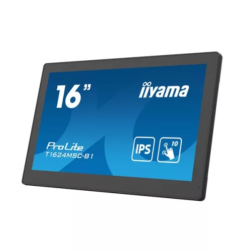 iiyama 24/7 touch monitor, 15,6", 1920x1080, 16:9, 385cd, 28ms, 800:1,/HDMI, T1624MSC