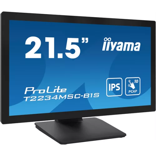 iiyama touch monitor, 21,5", 1920x1080, 16:9, 305cd, 8ms, 1000:1, VGA/HDMI/DP/USB, T2234MSC-B1S