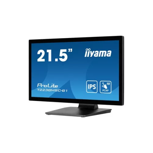 iiyama touch IPS monitor, 21,5", 1920 x 1080, 16:9, 600cd, 5ms, 1000:1, HDMI/DP/USBx2, T2238MSC-B1