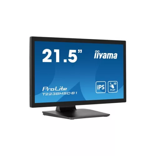 iiyama touch IPS monitor, 21,5", 1920 x 1080, 16:9, 600cd, 5ms, 1000:1, HDMI/DP/USBx2, T2238MSC-B1