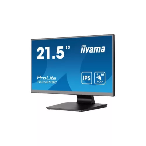 iiyama touch IPS monitor, 21,5", 1920 x 1080, 16:9, 250cd, 5ms, 1000:1, HDMI/DP/USBx2, T2252MSC-B2