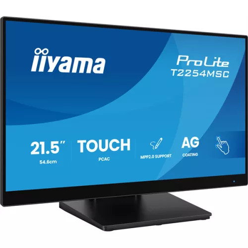IIYAMA touch IPS monitor 21.5" T2254MSC-B1AG, 1920x1080, 16:9, 300cd/m2, 4ms, HDMI/DP,  hangszóró