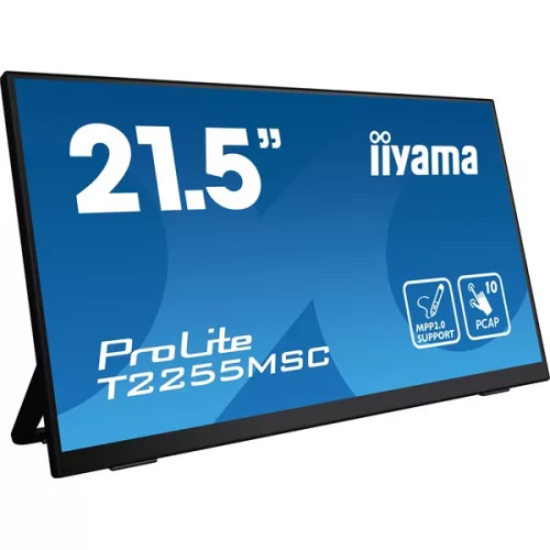 iiyama touch monitor, 21,5", 1920x1080, 16:9, 400cd, 5ms, 1000:1, HDMI/DP/USB, T2255MSC