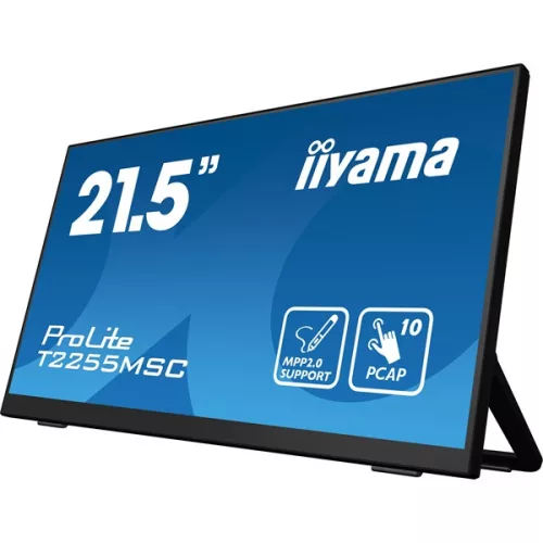 iiyama touch monitor, 21,5", 1920x1080, 16:9, 400cd, 5ms, 1000:1, HDMI/DP/USB, T2255MSC