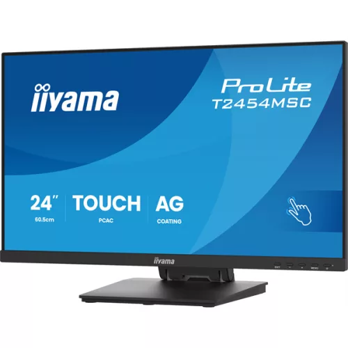 iiyama touch IPS monitor, 23,8", 1920 x 1080, 16:9, 300cd, 4ms, 1000:1, HDMI/DP/USBx2, T2454MSC-B3AG