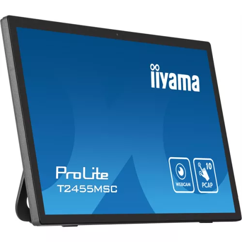 IIYAMA touch IPS monitor 23.8" T2455MSC-B1, 1920x1080, 16:9, 350cd/m2, 5ms, HDMI/DP/2xUSB, hangszóró, webkamera