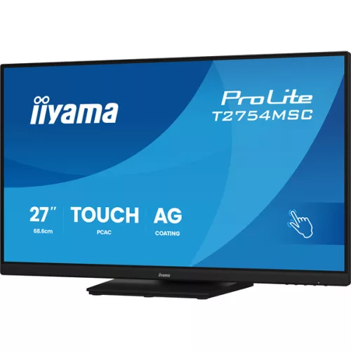 IIYAMA touch IPS monitor, 27", 1920 x 1080, 16:9, 300cd, 4ms, 1000:1, VGA/HDMI/USB, T2754MSC-B2AG