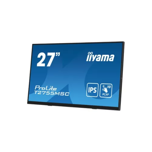 iiyama touch IPS monitor, 27", 1920 x 1080, 16:9, 400cd, 5ms, 1000:1, HDMI/DP/USBx2, T2755MSC-B1