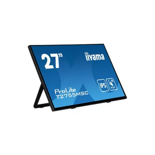 iiyama touch IPS monitor, 27", 1920 x 1080, 16:9, 400cd, 5ms, 1000:1, HDMI/DP/USBx2, T2755MSC-B1