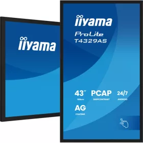   iiyama 24/7 VA interaktív kijelző, 42,5", , 3840x2160, 16:9, 500cd, 8ms, 4000:1, HDMI/USB-C/Ethernet, T4329AS