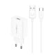 Usams T48 18W univerzális hálózati töltő adapter fehér (USB-C kábel)
