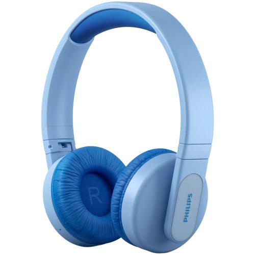 PHILIPS Kids wireless on-ear headphones TAK4206BL/00 - Light-up ear cups, Volume limited <85 dB, Bluetooth 5.0, blue