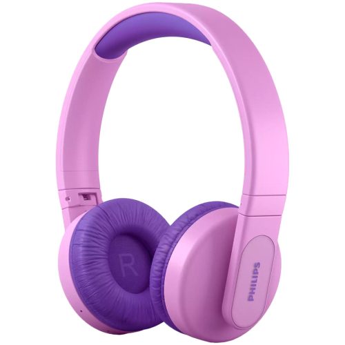 PHILIPS Kids wireless on-ear headphones TAK4206PK/00 - Light-up ear cups, Volume limited <85 dB, Bluetooth 5.0, pink-purple