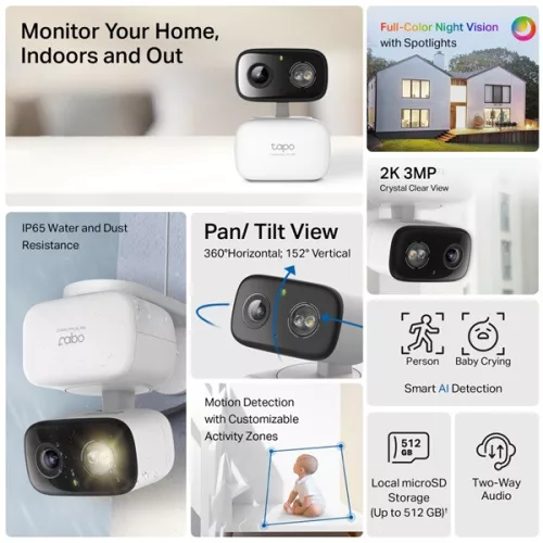 TP-LINK Wireless Kamera Cloud beltéri/kültéri éjjellátó, TAPO C216