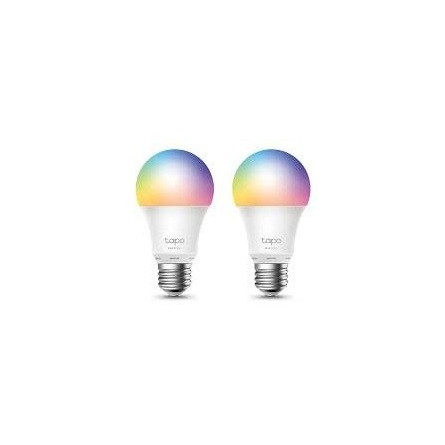 TP-Link Okos Izzó - Tapo L530E 2-pack (Multicolor; 230V; E27; 2,4GHz WiFi; 806 lumen; 8.7W; Távoli hozzáférés, Ütemezés)