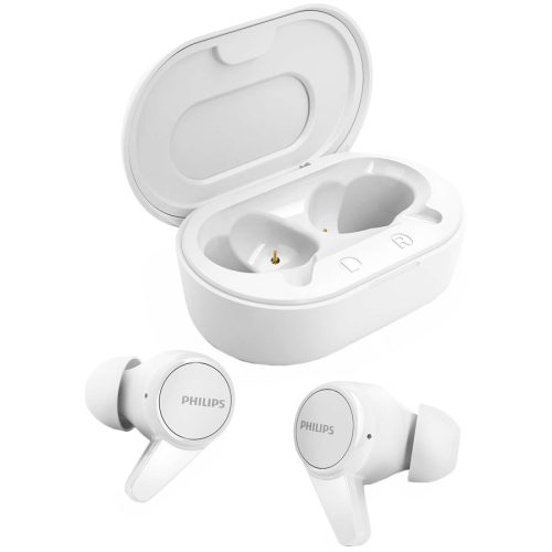 PHILIPS True Wireless Headphones TAT1207WT/00 - Super-small charging case, IPX4, up to 16+2 hrs play time, Bluetooth 5.2, white