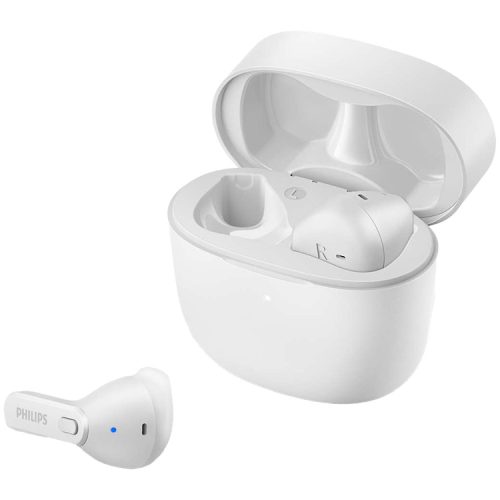 PHILIPS true wireless earphones TAT2236WT/00 - Bluetooth 5.0, 350mAh battery in cradle, USB-C charging, white