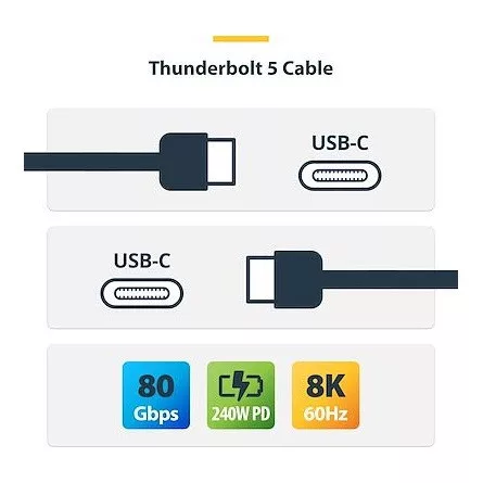 StarTech Thunderbolt 5 -> Thunderbolt 5 M/M adatkábel 0.8m fehér