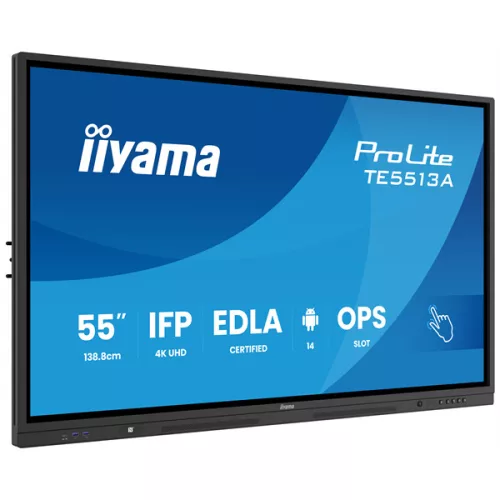 iiyama touch IPS monitor, 54,6", 3840 x 2160, 16:9, 500cd, 8ms, 1200:1, HDMIx3/DP/USB-Cx2/USBx5/RJ45x2/RS-232C