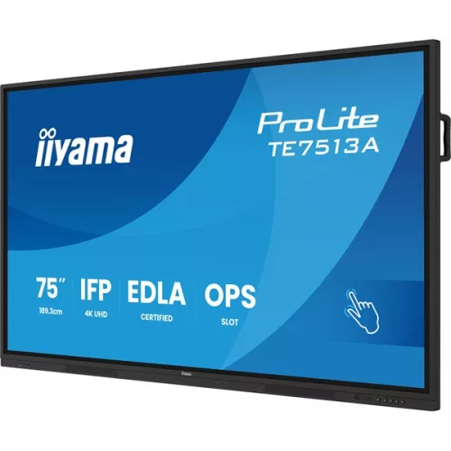 iiyama touch IPS monitor, 75", 3840 x 2160, 16:9, 450cd, 8ms, 1200:1, HDMIx3/DP/USB-Cx2/USBx5/RJ45x2/RS-232C
