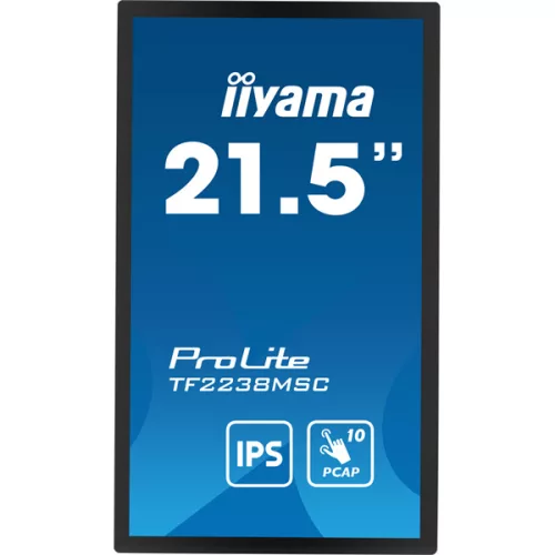 IIYAMA 21,5" Bonded PCAP Bezel Free 10P Touch with Anti-Fingerprint coating, 1920x1080, IPS panel, DisplayPort, HDMI, 525cd/m² (with touch), Gloves and Waterproof mode, Palm Rejection, USB Tou...