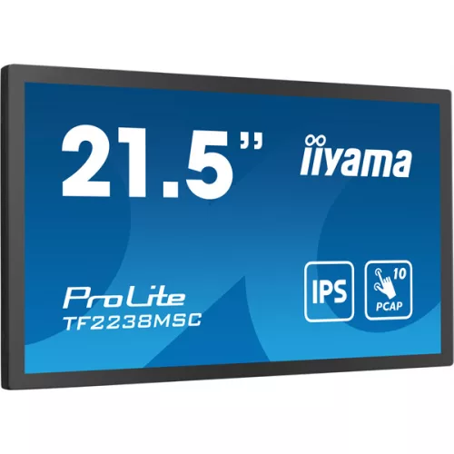 IIYAMA 21,5" Bonded PCAP Bezel Free 10P Touch with Anti-Fingerprint coating, 1920x1080, IPS panel, DisplayPort, HDMI, 525cd/m² (with touch), Gloves and Waterproof mode, Palm Rejection, USB Tou...