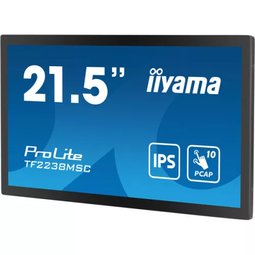 IIYAMA 21,5" Bonded PCAP Bezel Free 10P Touch with Anti-Fingerprint coating, 1920x1080, IPS panel, DisplayPort, HDMI, 525cd/m² (with touch), Gloves and Waterproof mode, Palm Rejection, USB Tou...