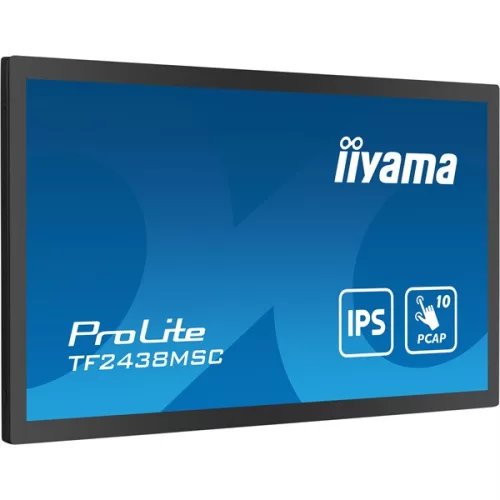 iiyama touch monitor, 23,8", 1920 x 1080, 16:9, 600cd, 5ms, 1000:1, HDMI/DP/USBx2 TF2438MSC-B1