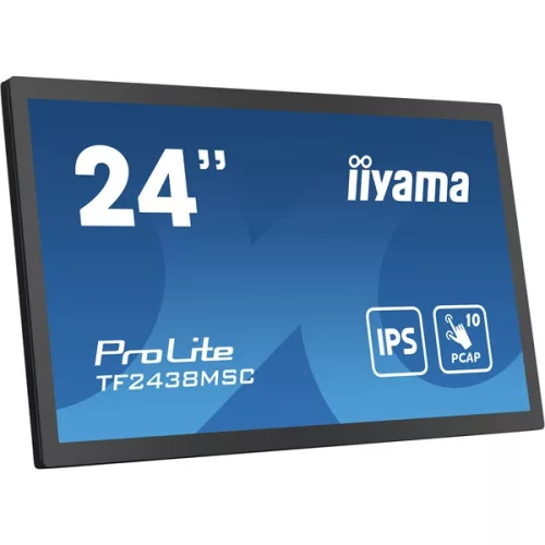 iiyama touch monitor, 23,8", 1920 x 1080, 16:9, 600cd, 5ms, 1000:1, HDMI/DP/USBx2 TF2438MSC-B1