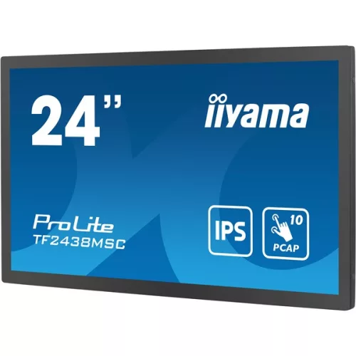 iiyama touch monitor, 23,8", 1920 x 1080, 16:9, 600cd, 5ms, 1000:1, HDMI/DP/USBx2 TF2438MSC-B1