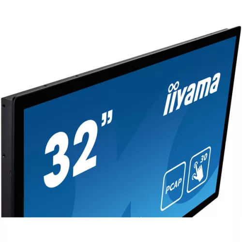 iiyama 24/7 touch monitor, 31,5", 1920 x 1080, 16:9, 500cd, 8ms, 3000:1, VGA/HDMI/DP TF3215MC-B2