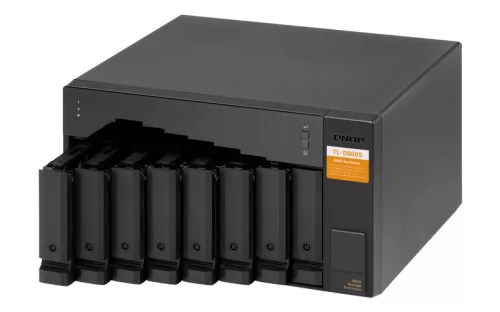 QNAP 8-bay desktop SATA JBOD expansion unit with a QXP-800eS-A1164 PCIe SATA host car
