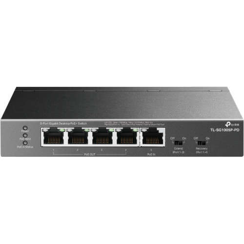 TP-LINK TL-SG1005P-PD 5-Port Gigabit Desktop PoE+ Switch with 1-Port PoE++ In an