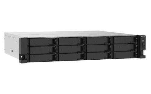 QNAP 12-bay rackmount NAS, AMD Ryzen V1000 series V1500B 4C/8T 2.2GHz, 8GB DDR4 RAM (