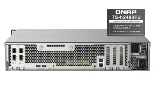 Qnap 24-Bay all-flash NAS, NVMe Gen3 x4, AMD EPYC 7302P 3.0GHz, 256GB RDIMM ECCC