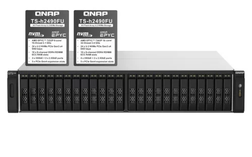 QNAP 24-Bay all-flash NAS, NVMe Gen3 x4, AMD EPYC 7302P 3.0GHz, 256GB RDIMM ECCC DDR4
