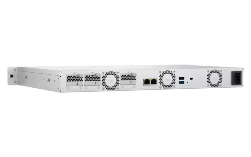 QNAP 1U 4-bay  3.5" SATA + 3 x E1.S/PCIe M.2 2280 short depth 12" rackmount NAS, Inte