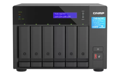 QNAP 6-bay QuTS hero NAS, Intel® Core™ i5-12400 6-core/12-thread, up to 4.6GHz, 32GB