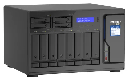 QNAP NAS 12 fiókos TVS-h1288X-W1250-16G XEON 6x3,3GHz, 2x8GB RAM, 4x2.5G/1G/100M,  2 x 10GBASE-T (10G/1G)