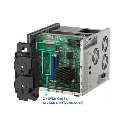 QNAP NAS 16 fiókos TVS-h1688X-W1250-32G XEON 6x3,3GHz, 2x26GB RAM, 4x2.5G/1G/100M,  2 x 10GBASE-T (10G/1G)