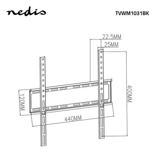 Nedis TVWM1031BK LCD TV / monitor fali tartó konzol 23 - 55 "  Max. teherbírás: 35 kg,  Min. faltávolság: 23 mm