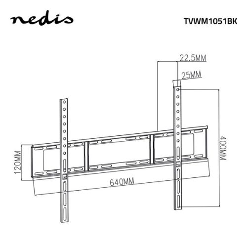 Nedis TVWM1051BK LCD TV / monitor fali tartó fix 37 - 70 "  Max. teherbírás: 35 kg,  Min. faltávolság: 23 mm