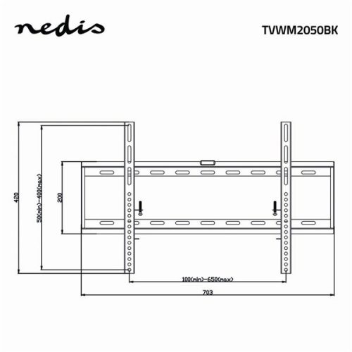 Nedis TVWM2050BK LCD TV / monitor fali tartó fix 42 - 70 "  Max. teherbírás: 60 kg,  Min. faltávolság: 29 mm