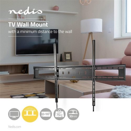 Nedis TVWM2070BK LCD TV / monitor fali tartó fix 60 - 100 "  Max. teherbírás: 75 kg,  Min. faltávolság: 30,5 mm