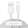 Baseus Simple Wisdom USB Type-A – iPhone, 2.4A gyorstöltő adatkábel készlet, 1.5m, fehér