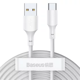   Baseus Simple Wisdom USB Type-A – USB Type-C 5A gyorstöltő adatkábel készlet, 1.5m, fehér