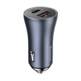   Baseus CHG Baseus Golden Contactor Pro Dual Quick Car Charger U+C 40W autós gyorstöltő, szürke
