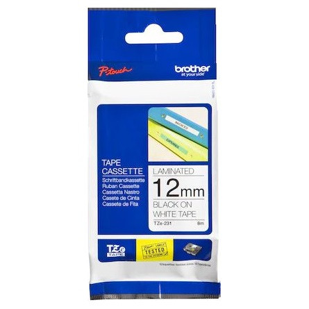Brother TZe-231CIV 12mm festékszalag fehér-fekete